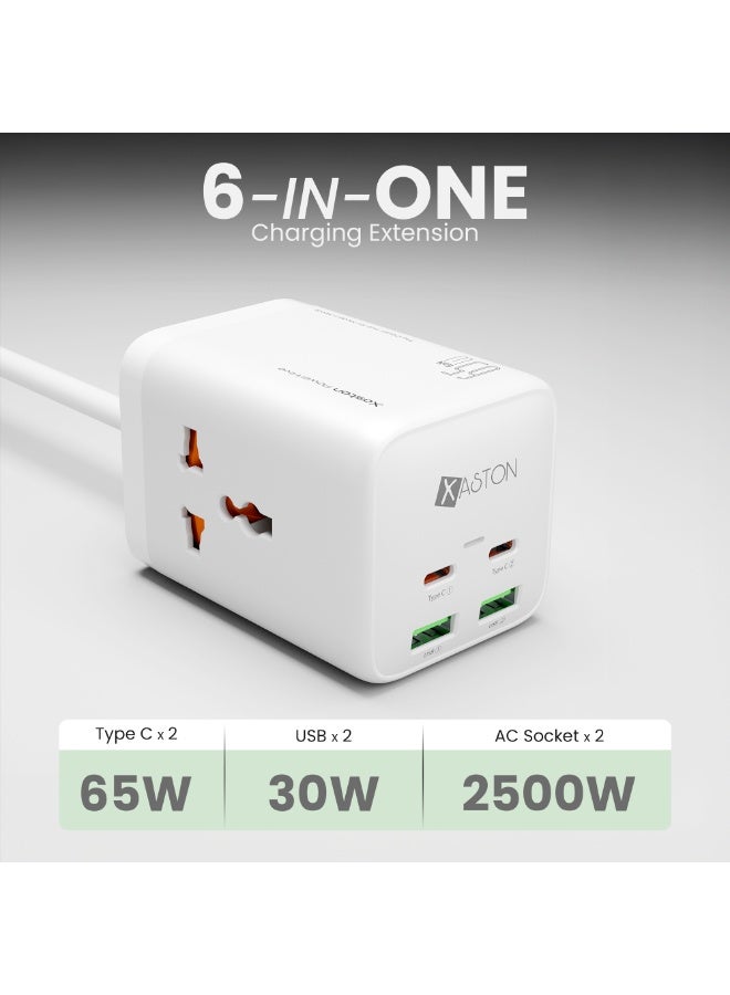 اكساستون مقبس طاقة PowerHive بقوة 65 واط بتقنية GaN مع شحن سريع، ودعم توصيل الطاقة عبر منفذ USB-C، وهيكل من البولي كربونات المقاوم للحريق، ومقبس حائط صغير الحجم، وكابل بطول 1.8 متر، وشحن آمن، مثالي للمنزل والمكتب ومحطات العمل (NMF101) - Image 3